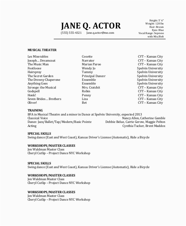 actor resume