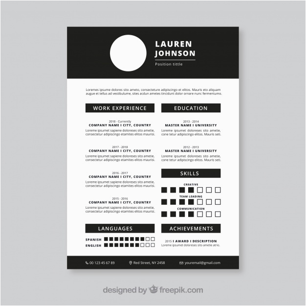 black white resume template