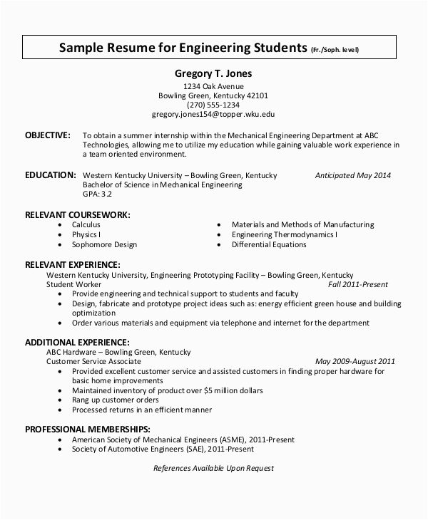 job resume example