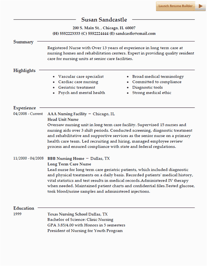 resume examples long term employment