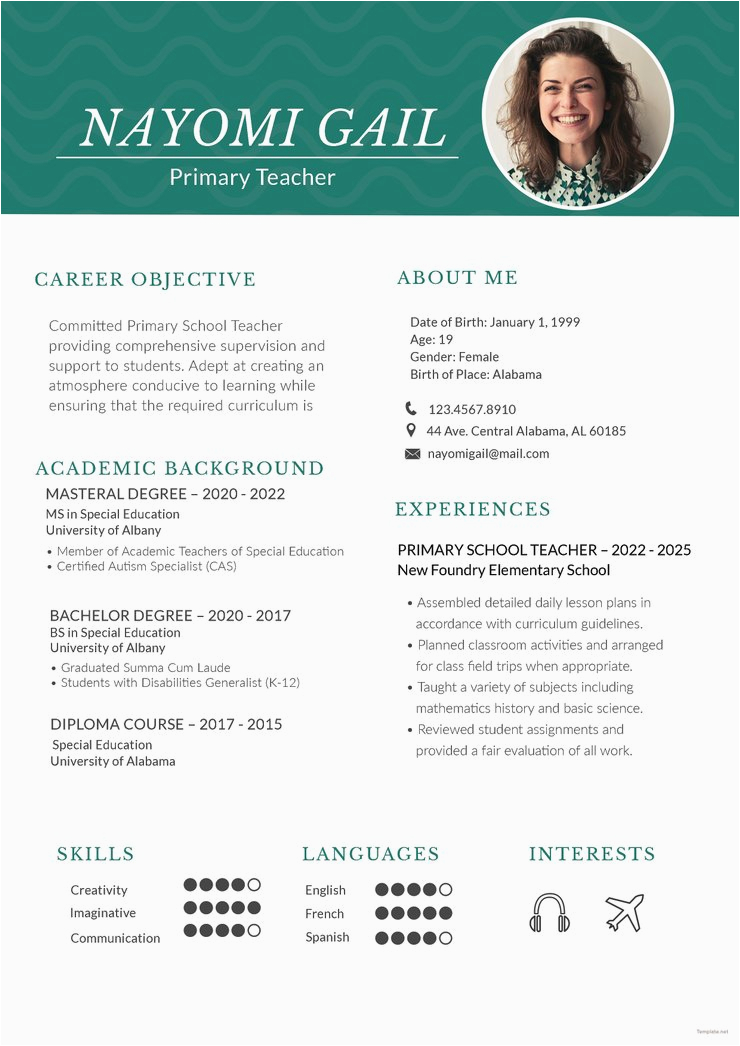 free primary teacher resume cv template in photoshop psd and microsoft word formats