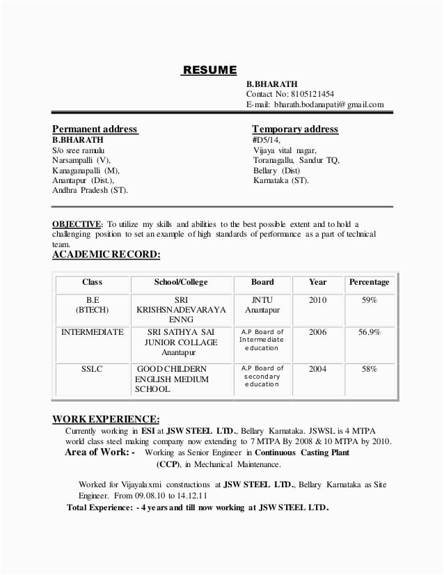 bharath resume