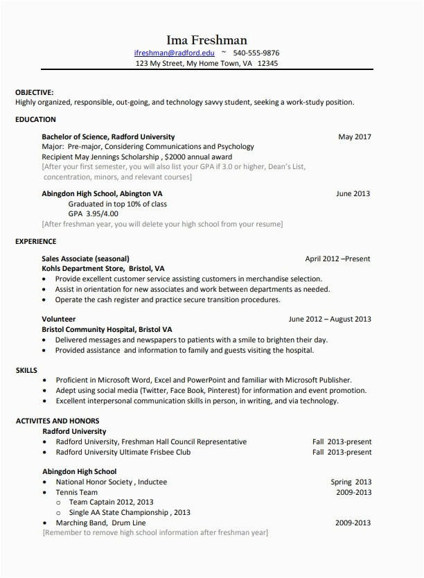 college student resume template
