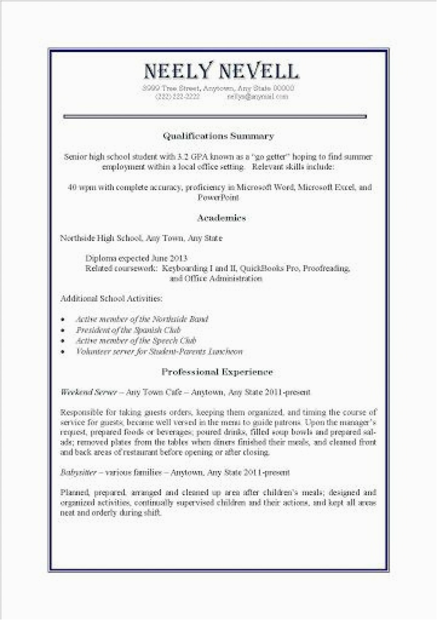 resume format for job application first