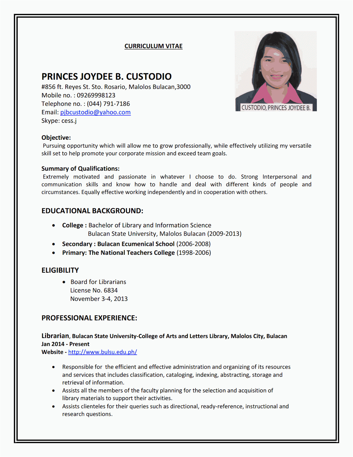 resume sample first job