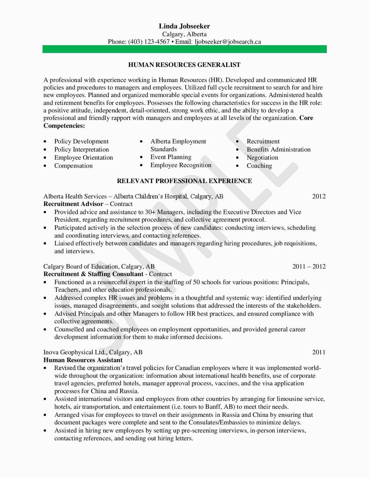 human resources generalist resume page 001