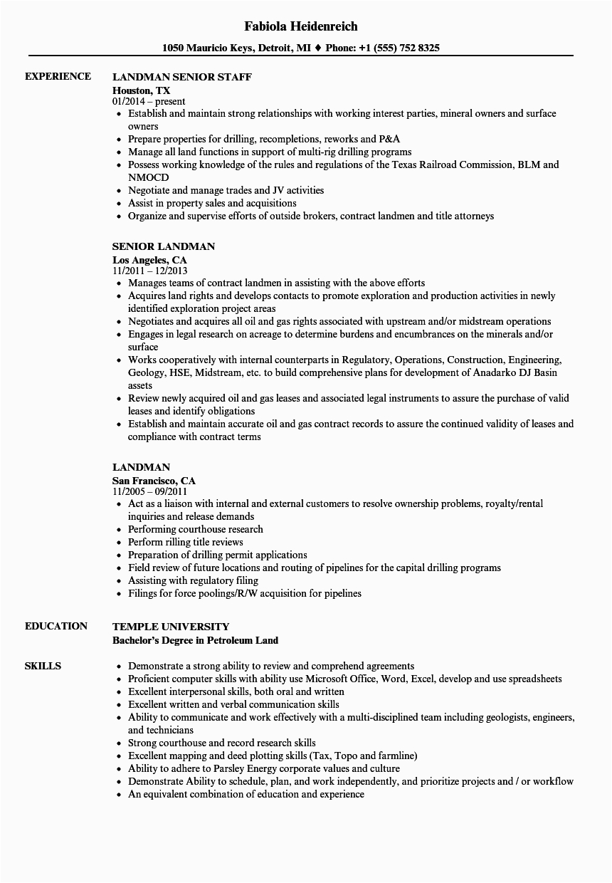 oil and gas resume