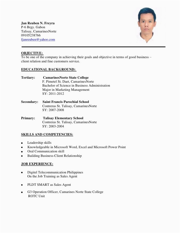 sample objectives in resume for ojt business administration student