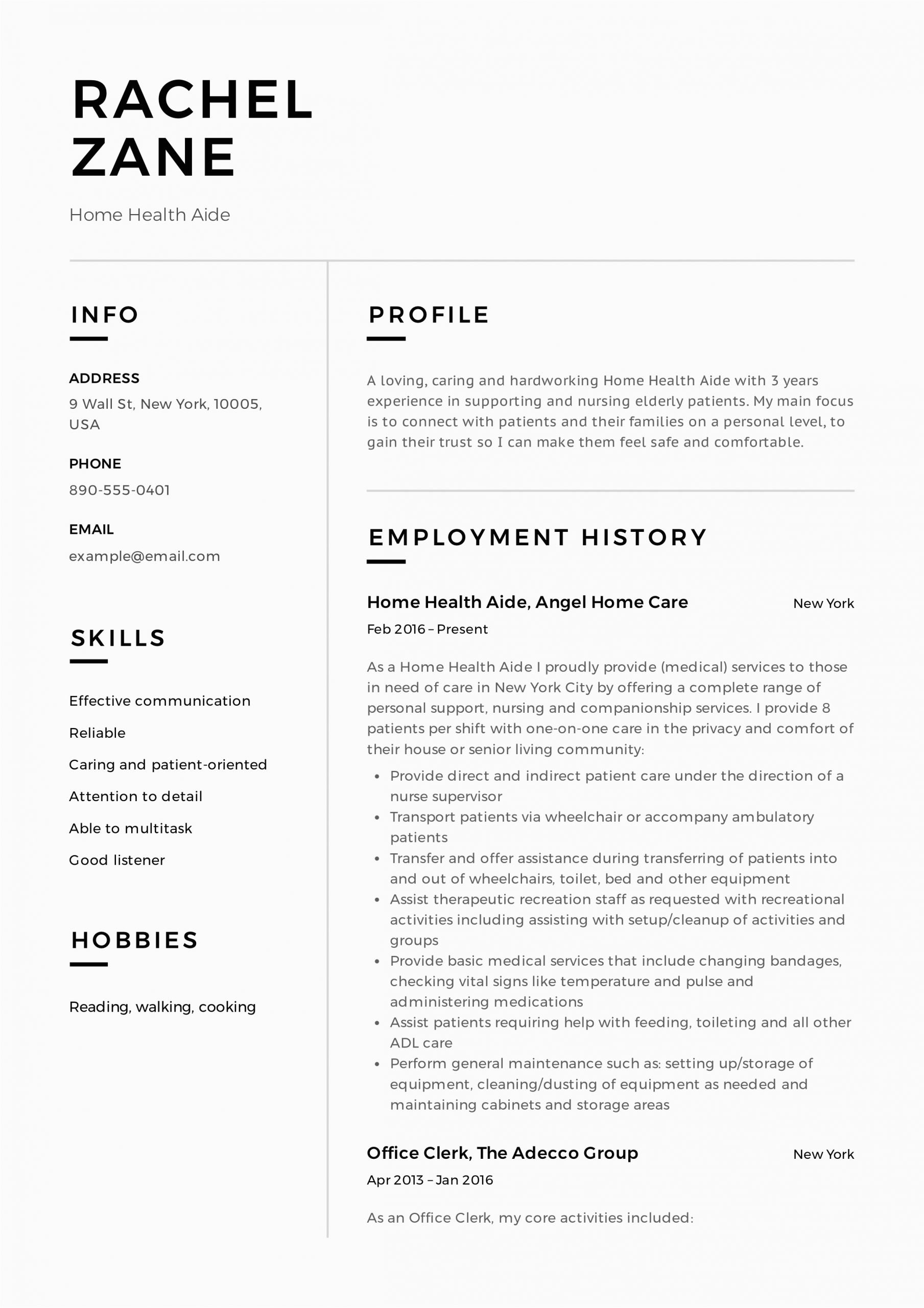 Sample Resume for Health Care Aide Job Home Health Aide Resume Sample & Writing Guide