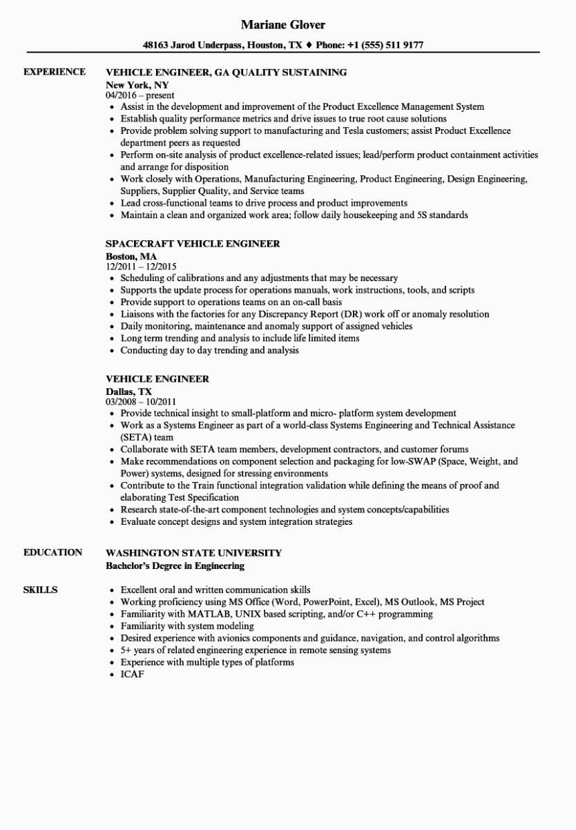 Sample Resume for Quality Engineer In Automobile Pdf 11 Car Engineer Resume Pdf