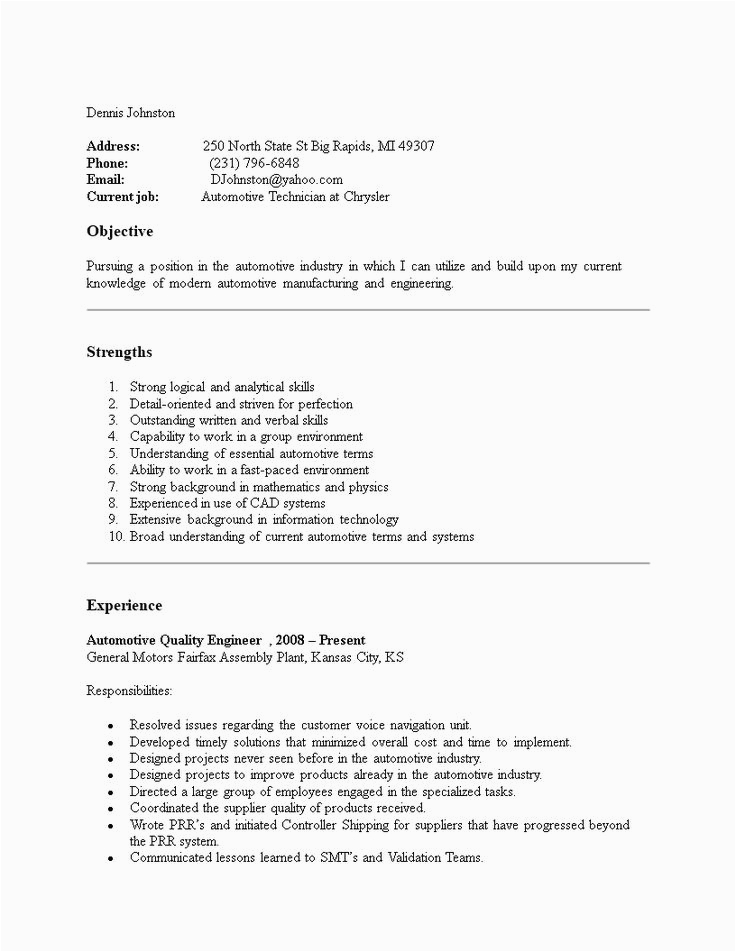 Sample Resume for Quality Engineer In Automobile Pdf How to Prepare An Automobile Engineering Resume there are