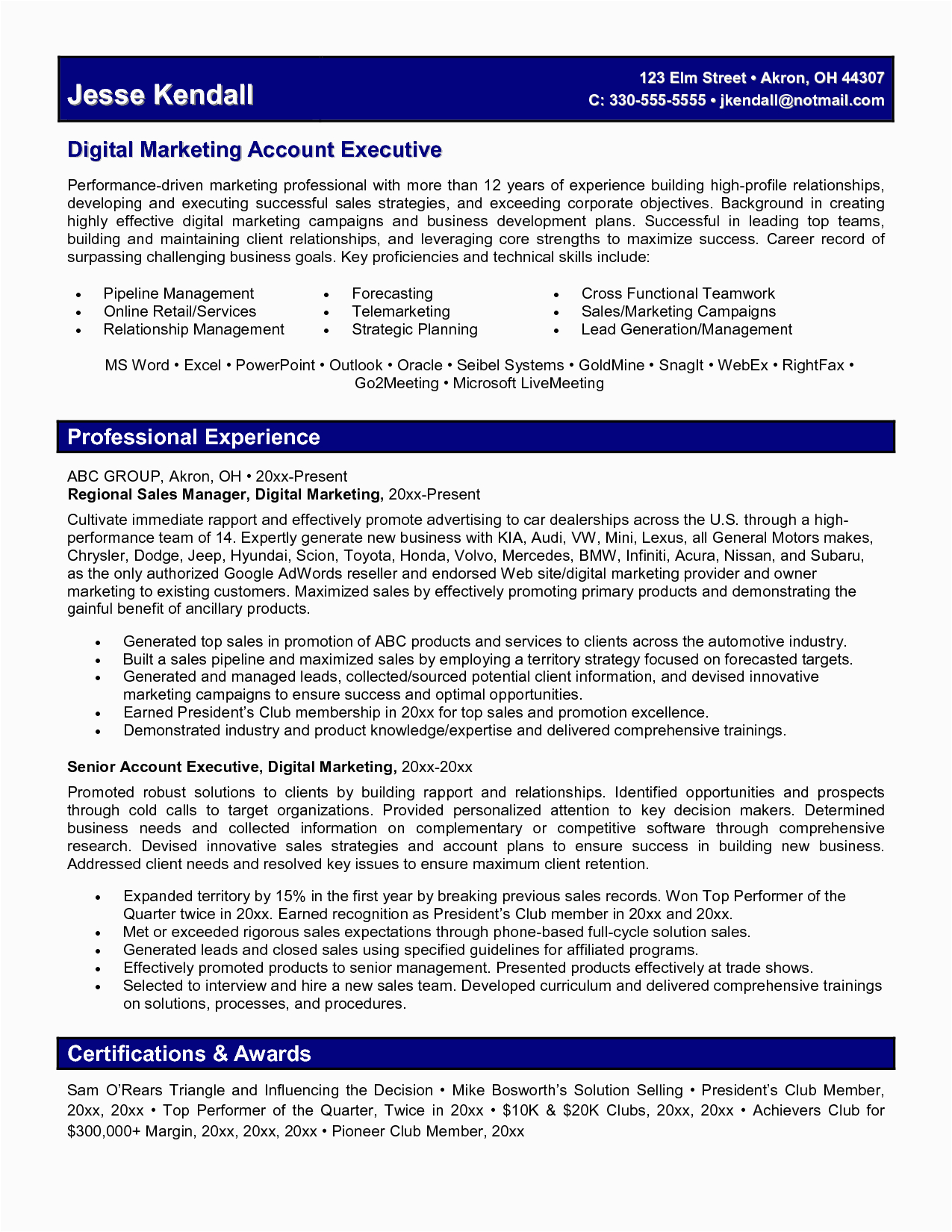 Sample Resumes for Digital Media Marketers Digital Marketing Resume Fotolip Rich Image and Wallpaper