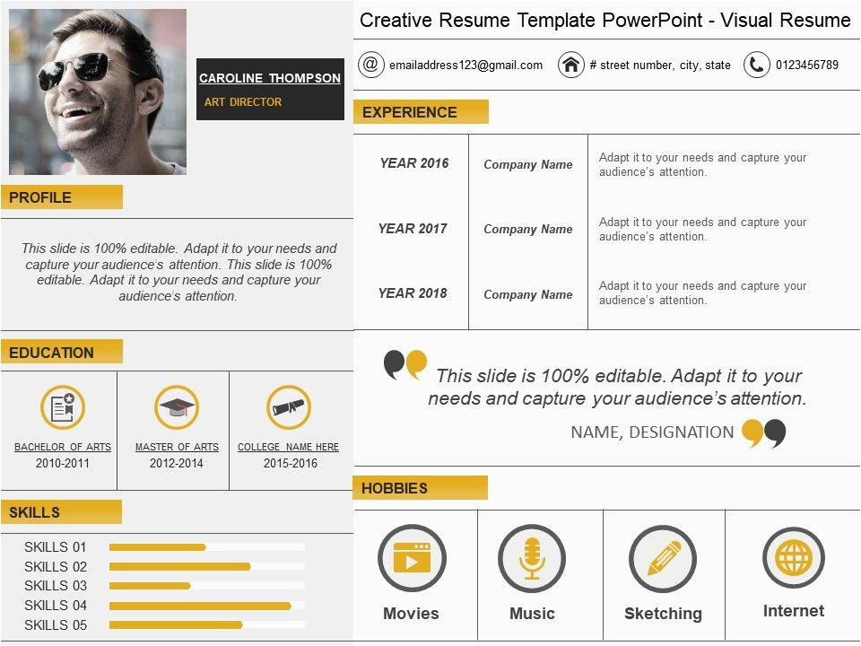 creative resume template powerpoint visual resume