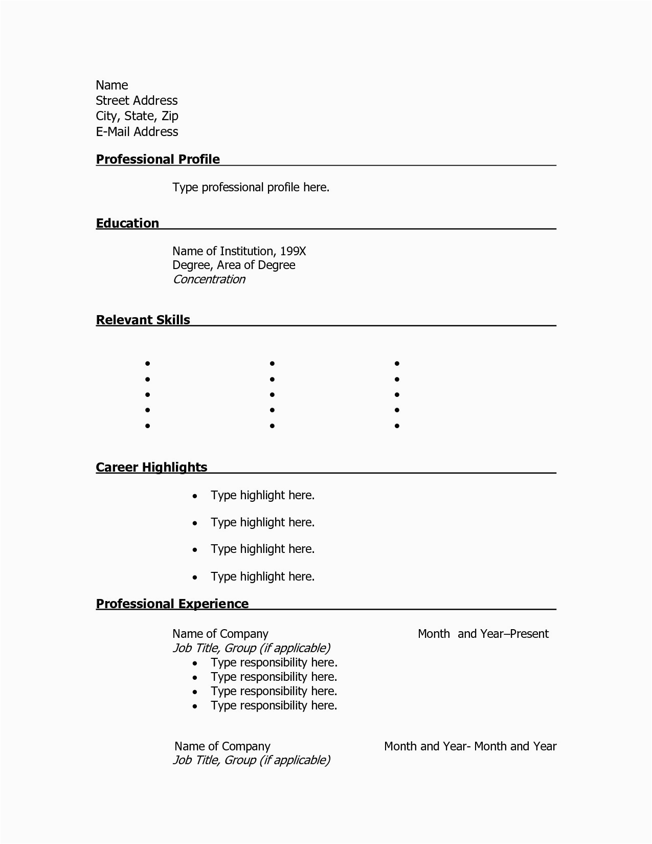 free printable fill in the blank resume templates