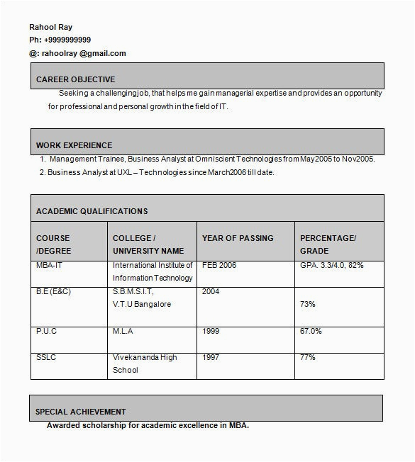 business analyst resume template