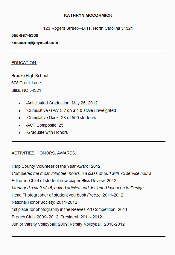 college application resume template 4004