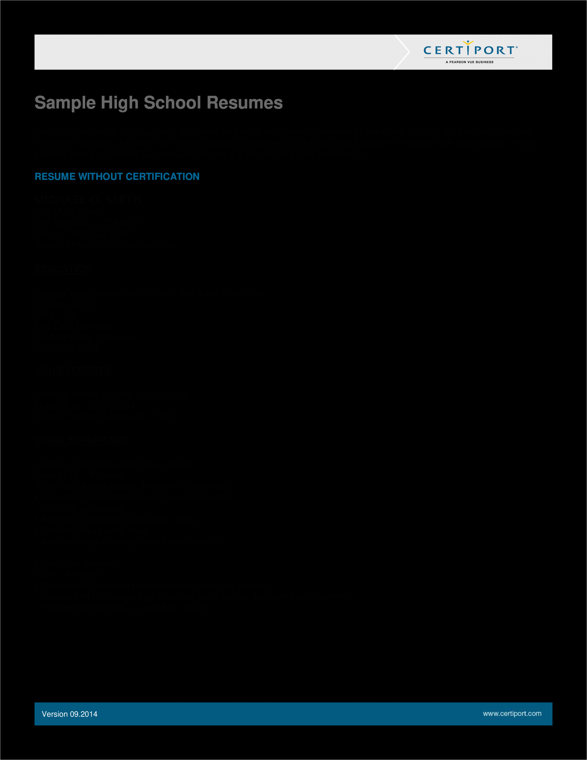 student resume template high school
