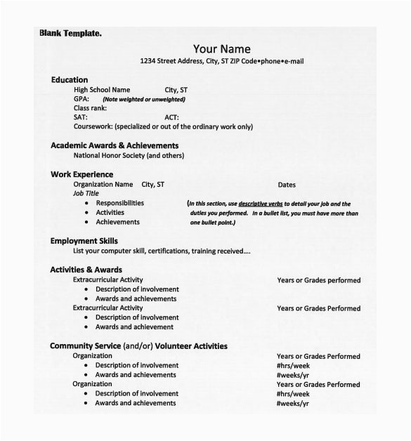 college resume