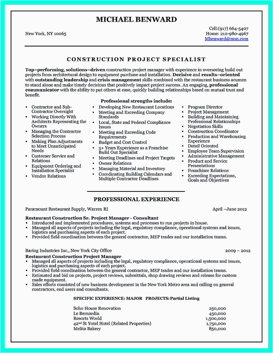 cool construction project manager resume applied