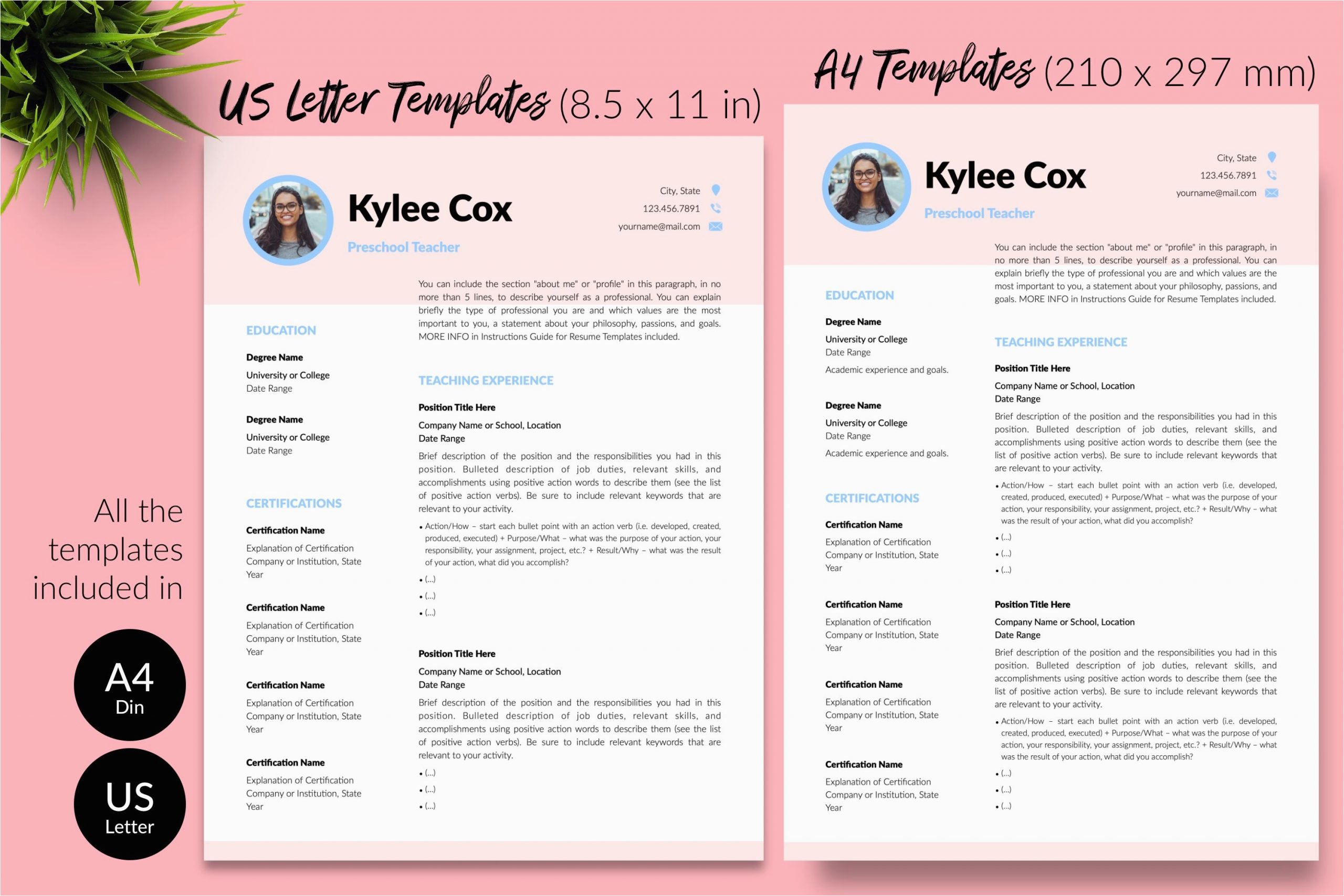 teacher resume cv template for microsoft word and apple pages kylie cox