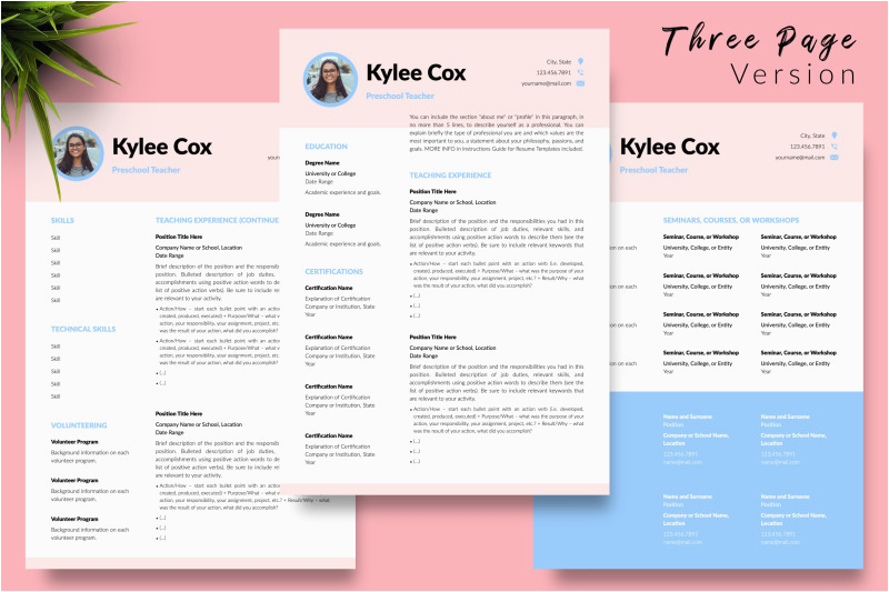 teacher resume cv template for microsoft word and apple pages kylie cox