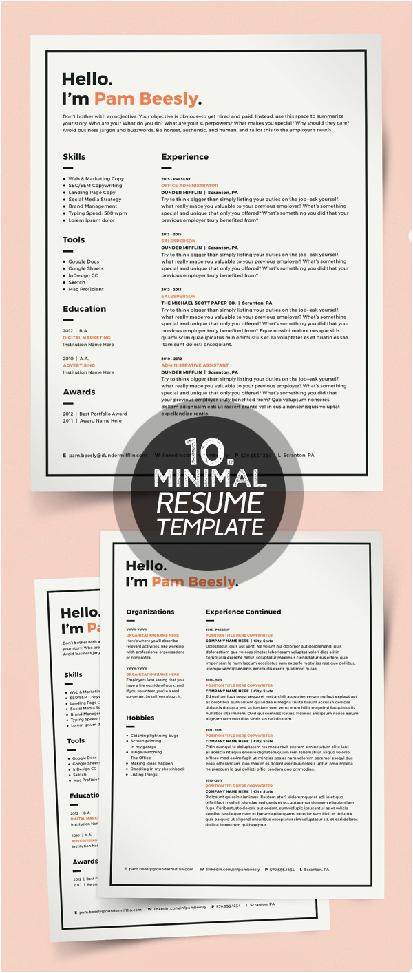 minimalism resume templates