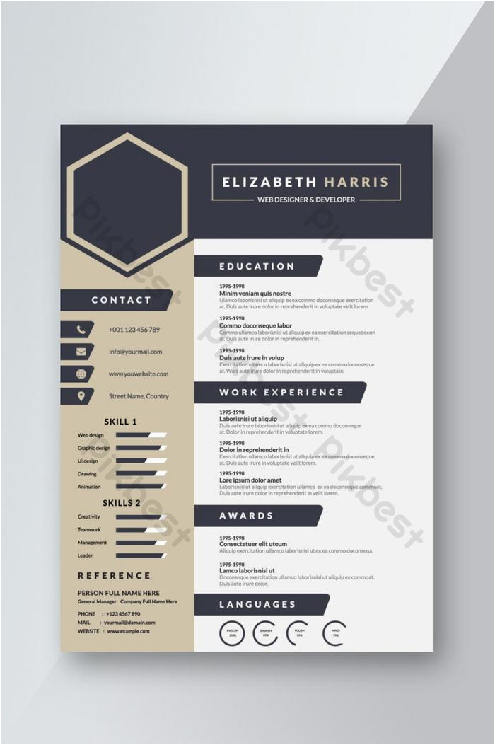 navy blue creative resume cv template design for interview