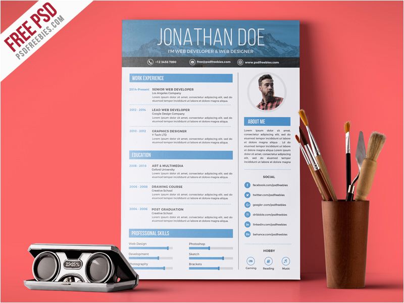 creative graphic designer resume psd template