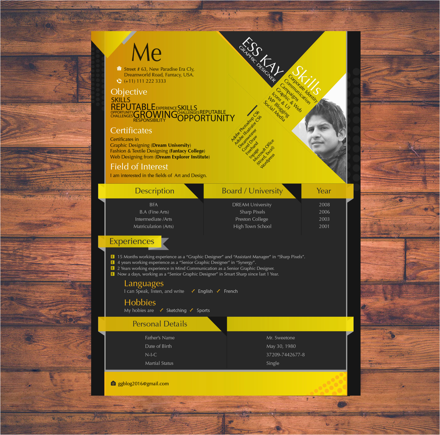 modern free resume template design for graphic designers