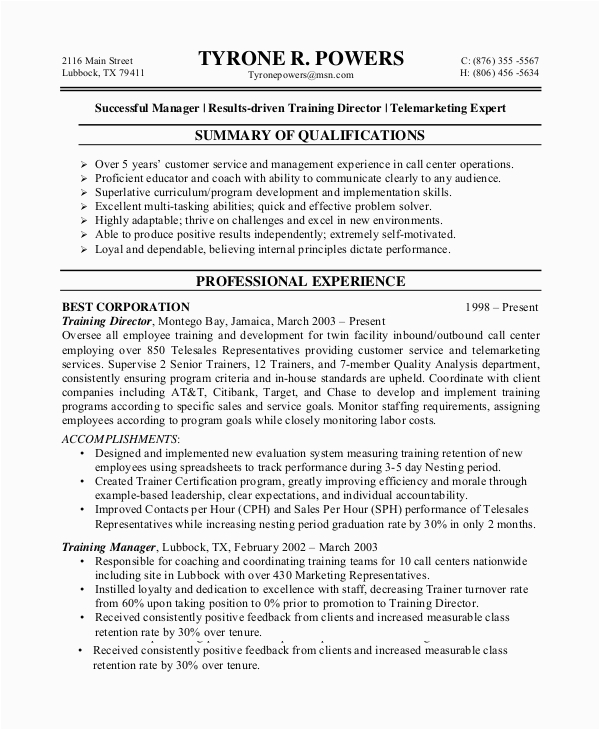 call center customer service representative resume examples