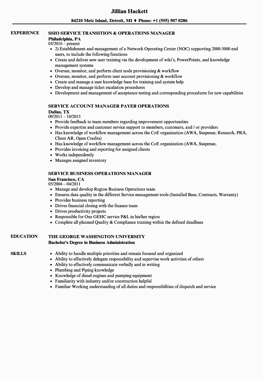 customer service manager resume