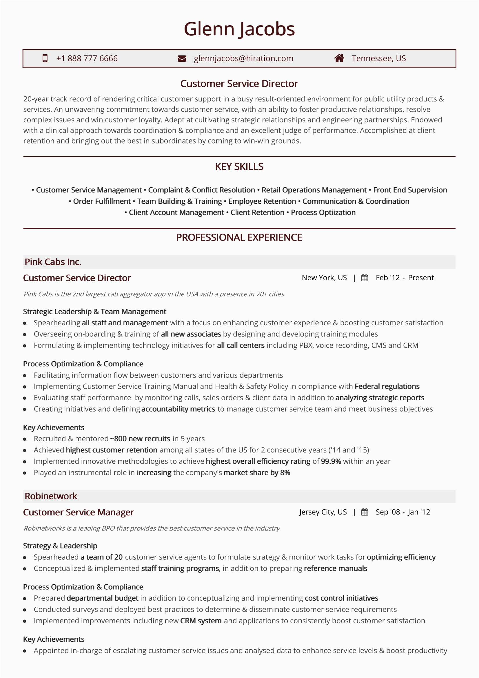 customer service resume examples