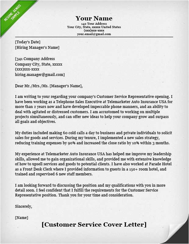 customer service cover letter samples