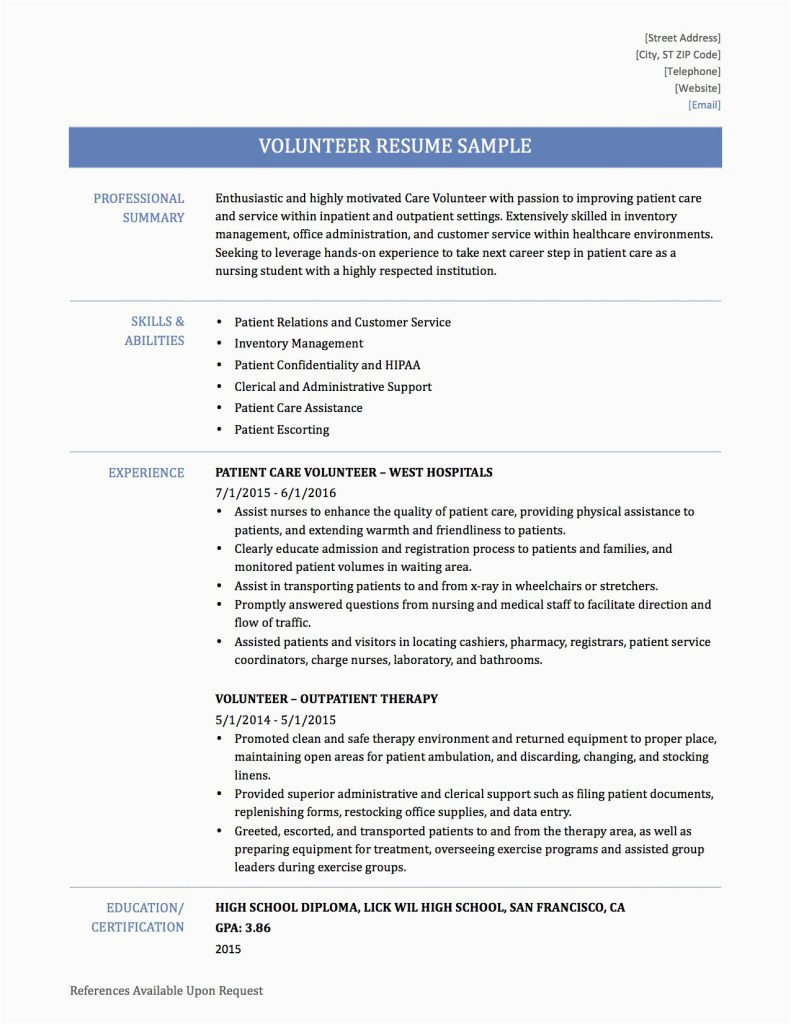 volunteer resume samples template and tips 1c5eff c