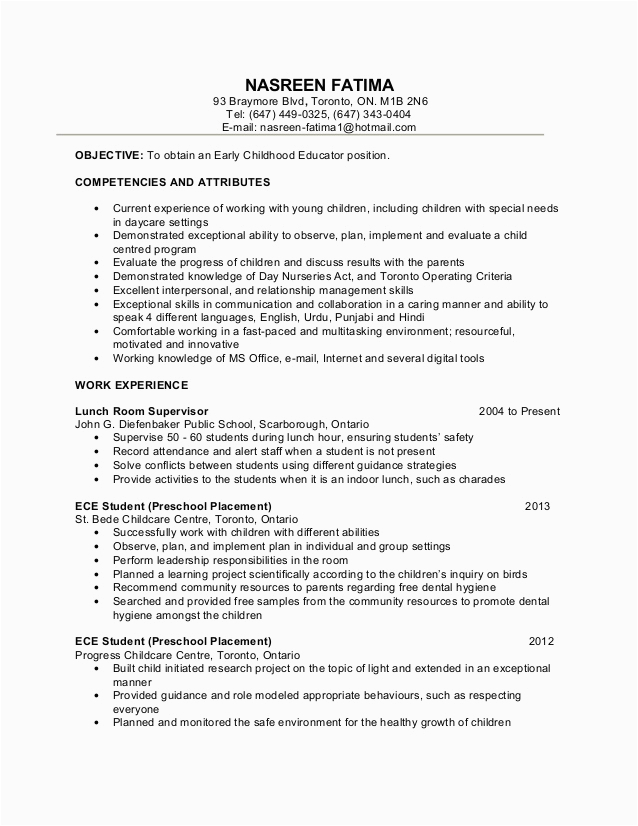 early childhood education resume samples