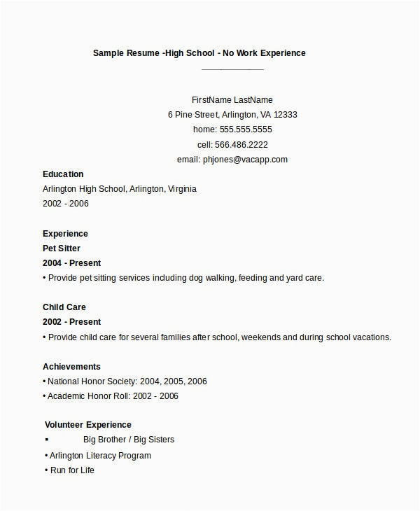 high school student resumes