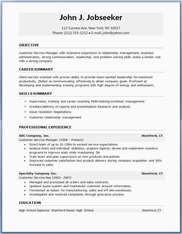 free resume samples