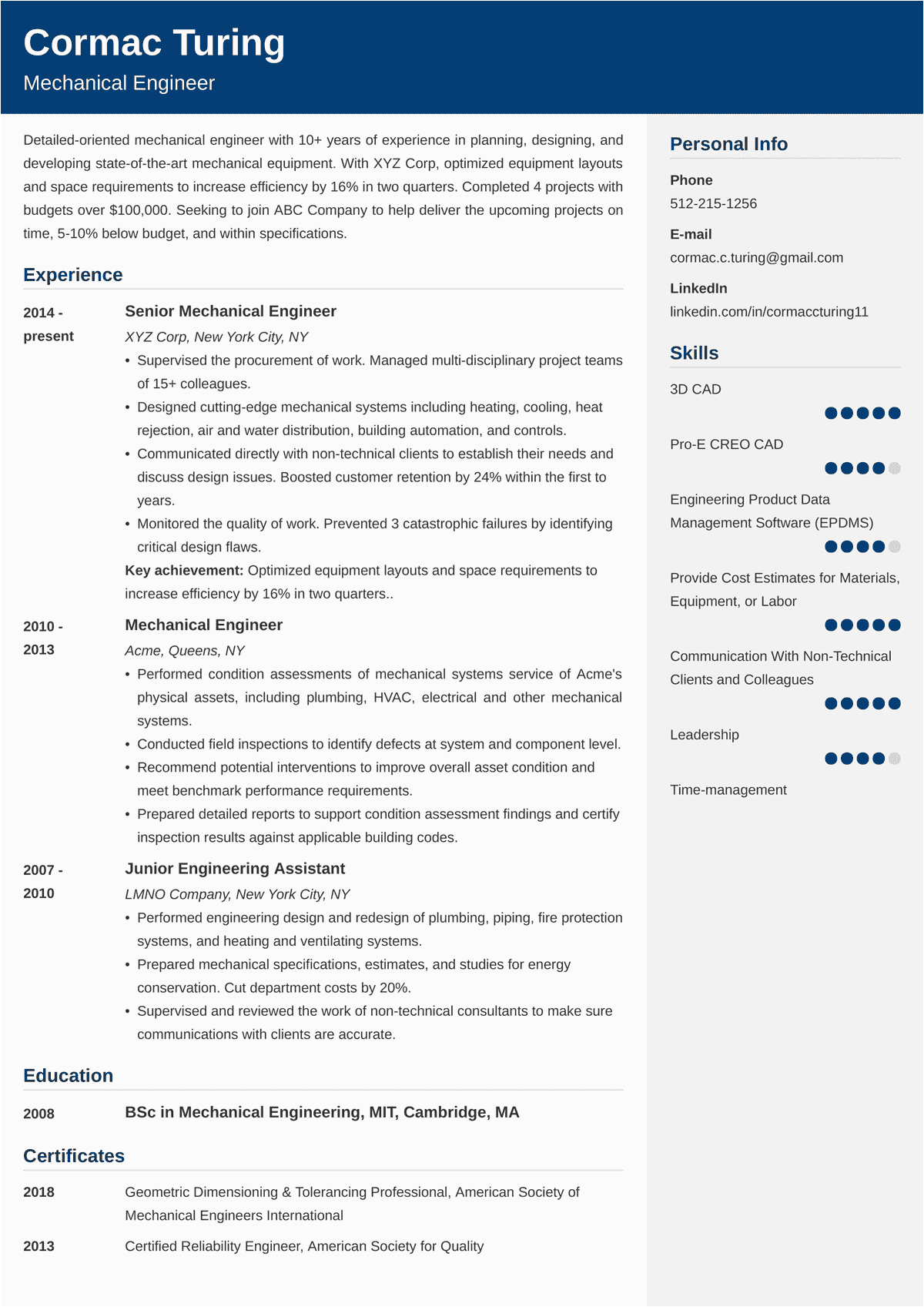 technical resume template