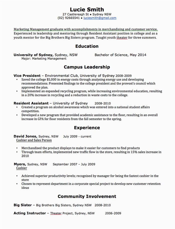 resume template australia