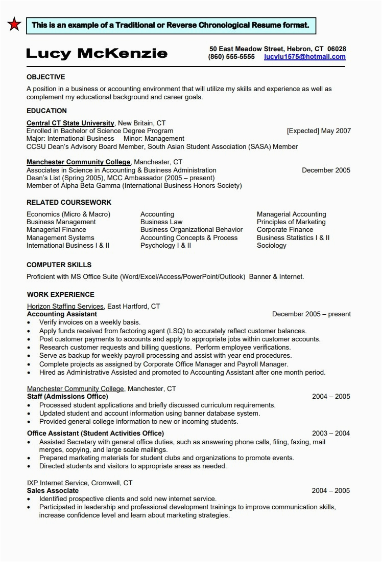 chronological resume template