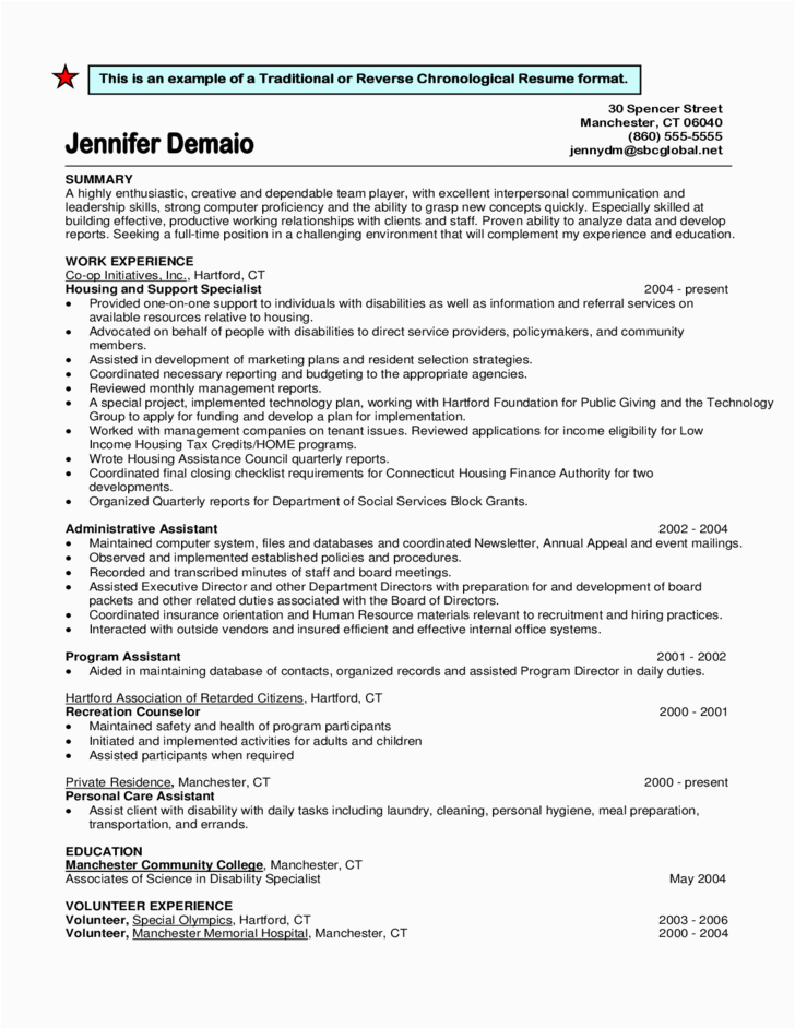 reverse chronological resume format