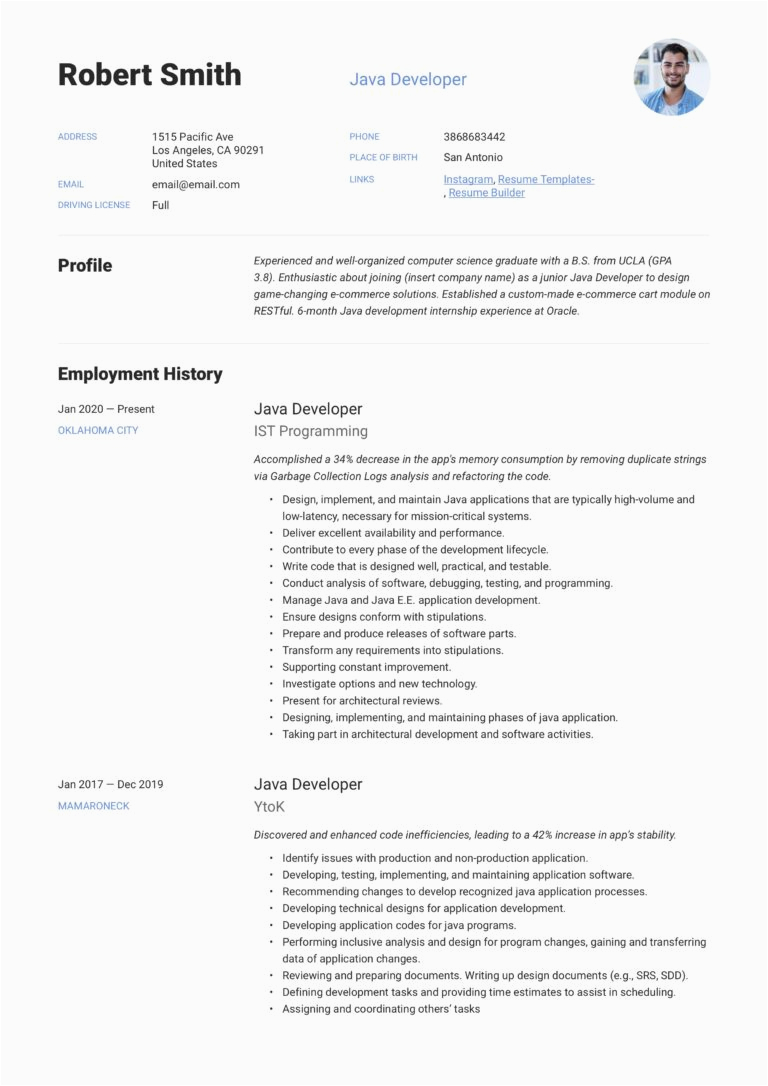 Rpa Developer Entry Level Resume Sample Java Developer Resume & Writing Guide