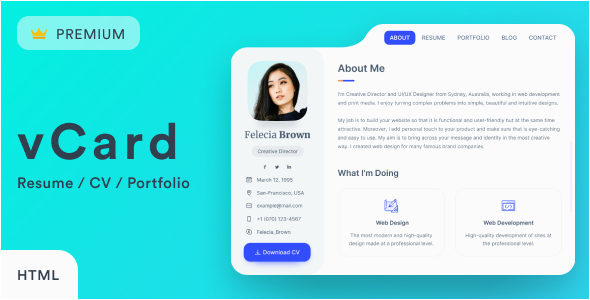 free vcard2 resume cv vcard portfolio nulled latest version