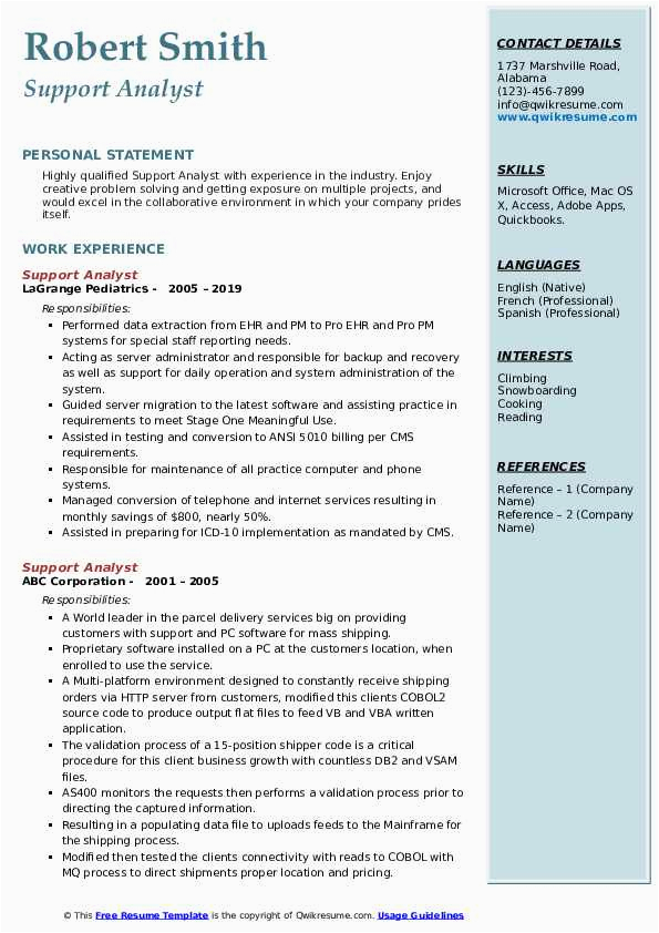 Sample Resume Of Application Support Analyst Support Analyst Resume Samples