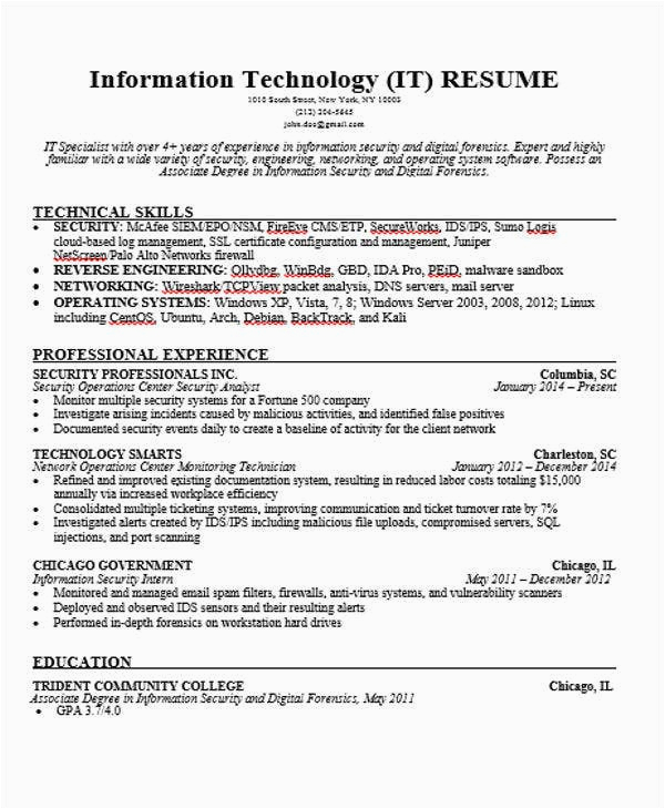 simple it resume