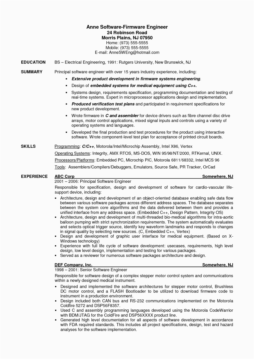 software engineer resume samples