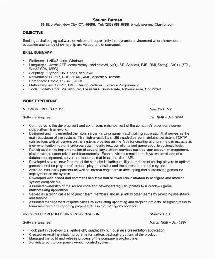 software engineer resume samples