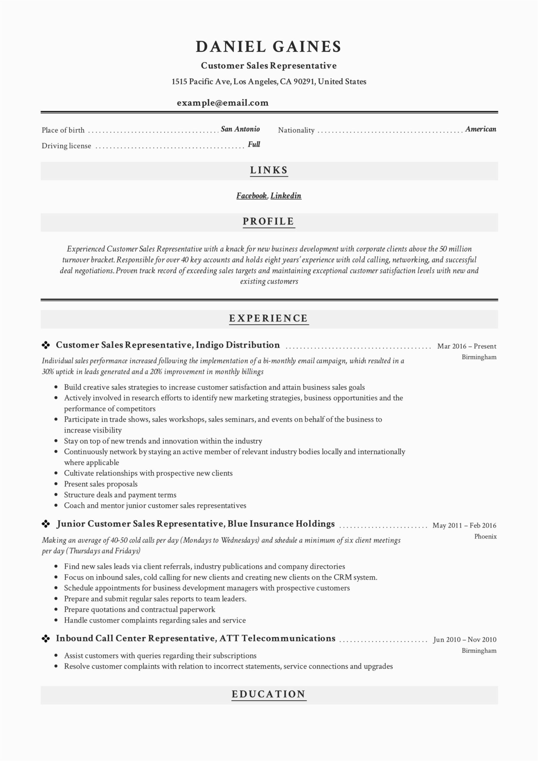 Sample Sample Of A Resume for A Customer Representative Guide Customer Sales Representative Resume 12 Samples Pdf