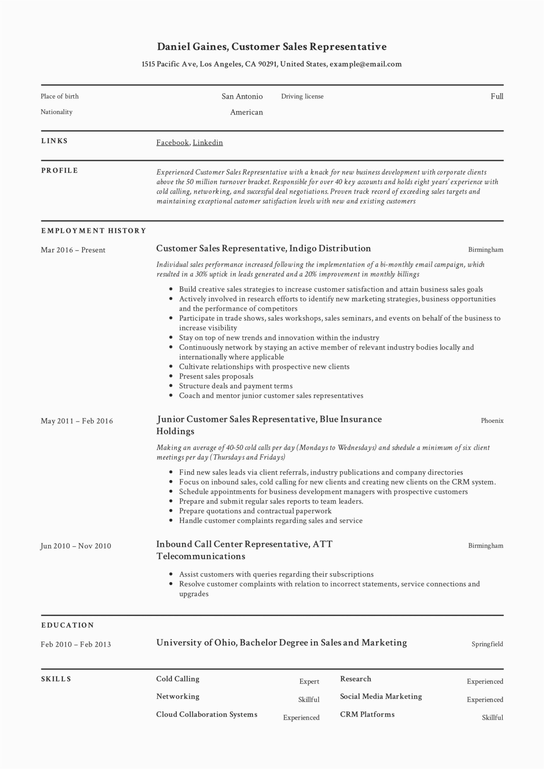 Sample Sample Of A Resume for A Customer Representative Guide Customer Sales Representative Resume 12 Samples Pdf