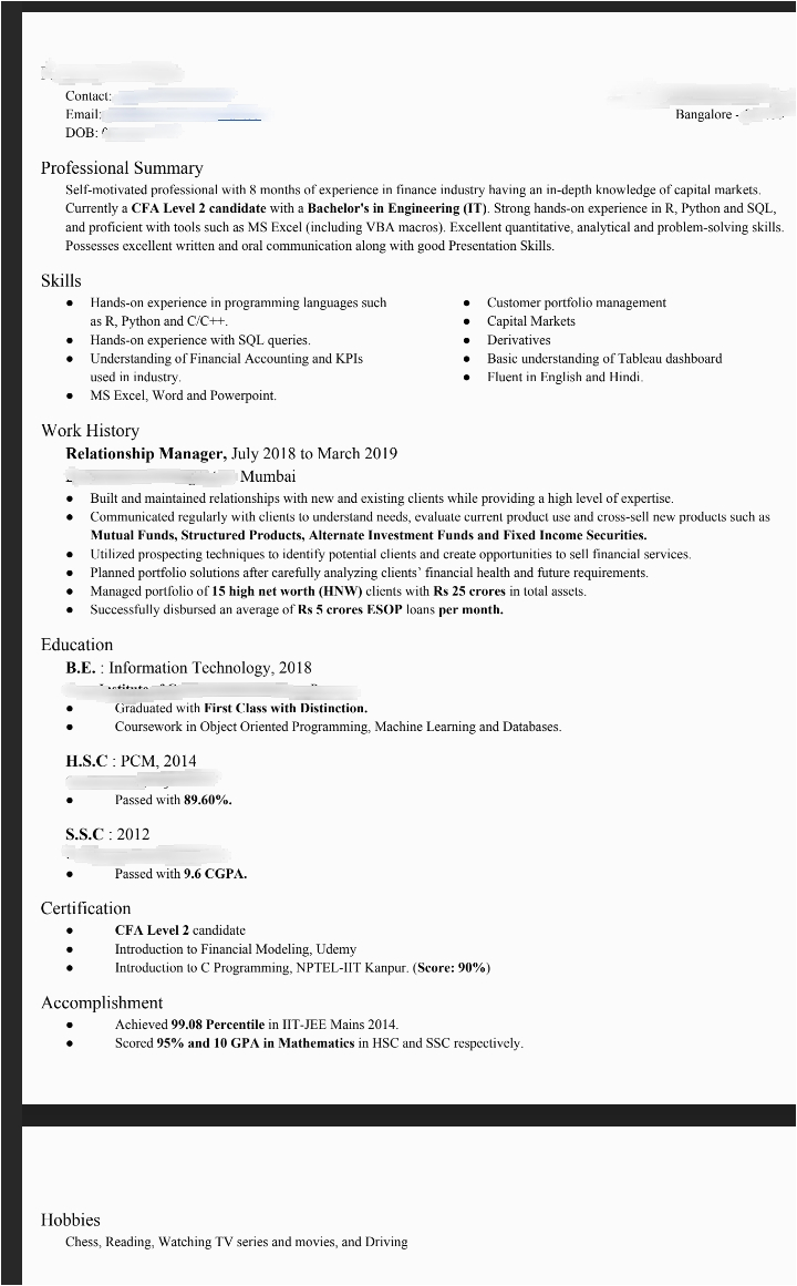 resume help looking for analyst profile i have an